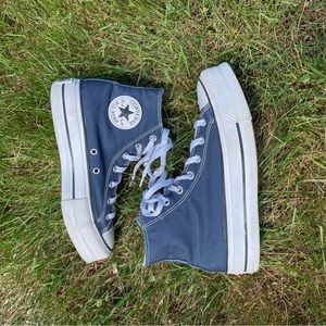 Custom platform converse navy blue